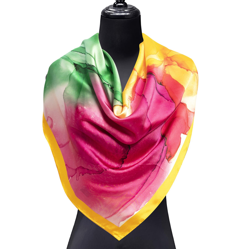 Yellow and Purple Silk Scarf Square Fluid Art Print