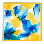 Yellow and Blue Silk Scarf Square Fluid Art Print