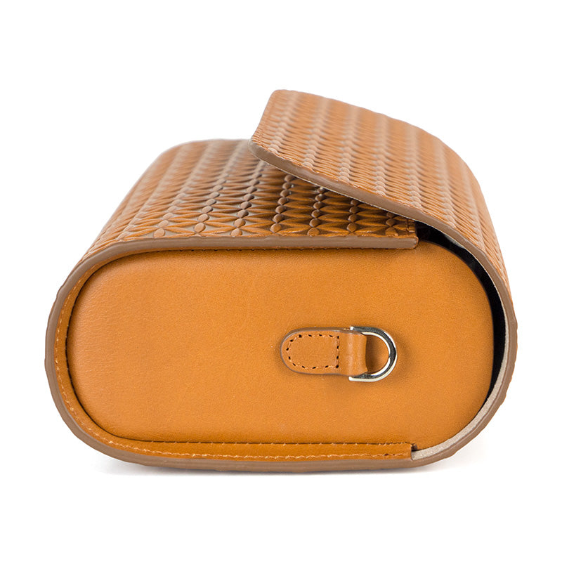 Brown Small Shoulder Bag with Geometric Pattern