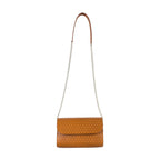 Brown Small Shoulder Bag with Geometric Pattern