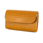 Brown Small Shoulder Bag with Geometric Pattern