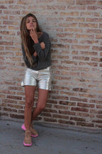 SHORTS CUERO | PLATA