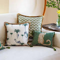 Leopard in the Jungle Pillow Cover with Golden Tassels