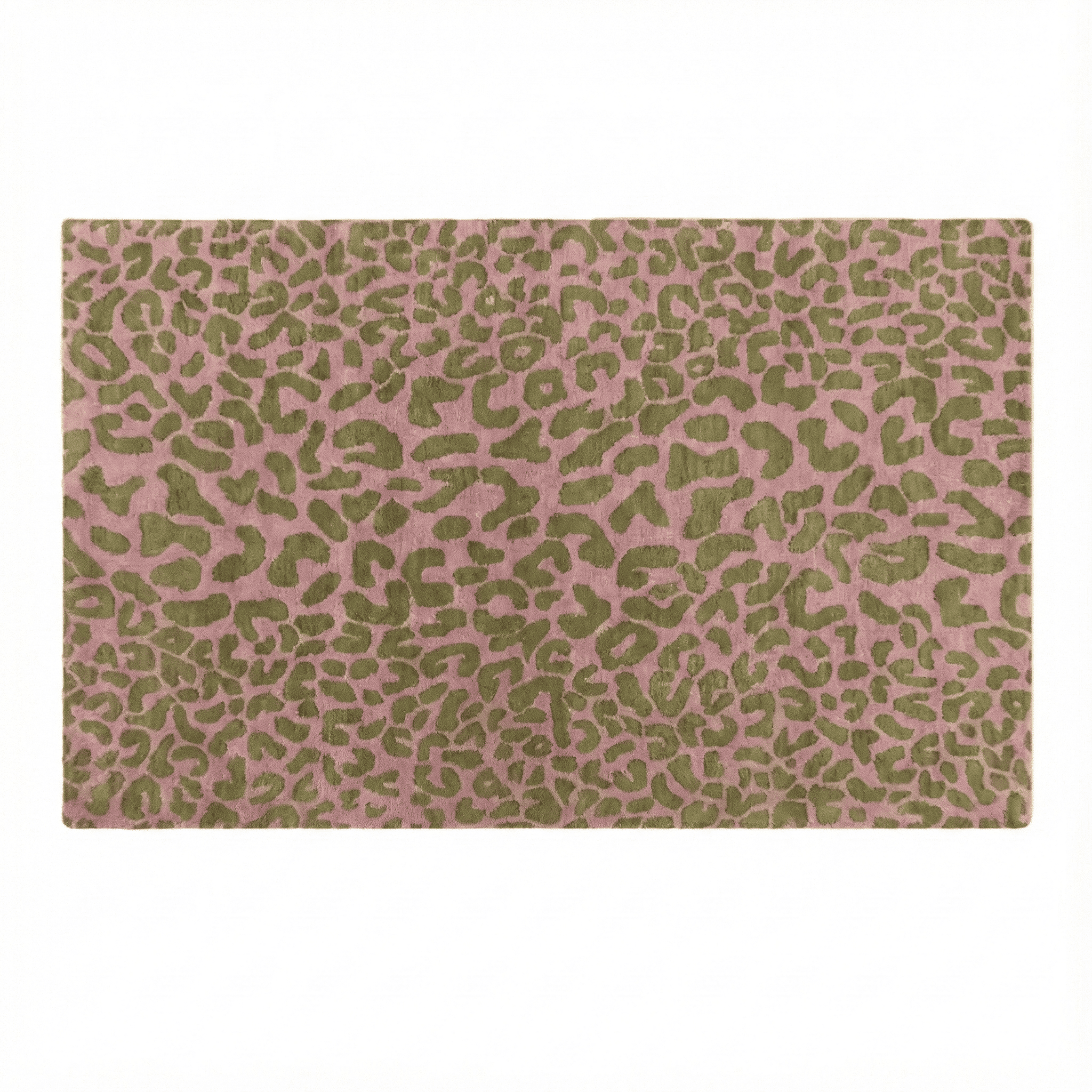 Leopard Print Hand Tufted Wool Rug 8 x 10 ft