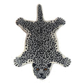 Black and White Hand Tufted Leopard Shaped Accent Wool Rug