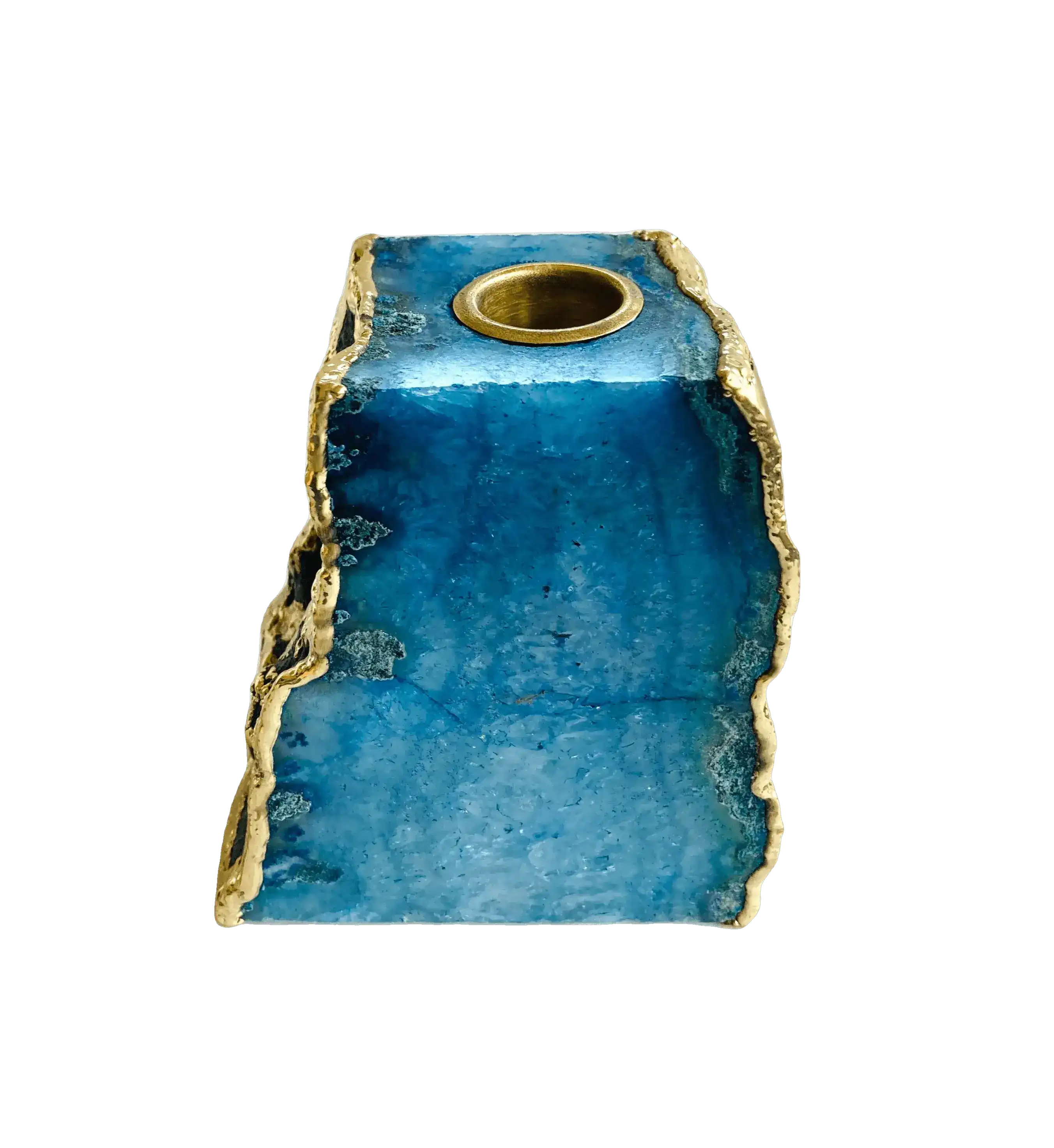 Light Blue Agate Gemstone Taper Candle Holder