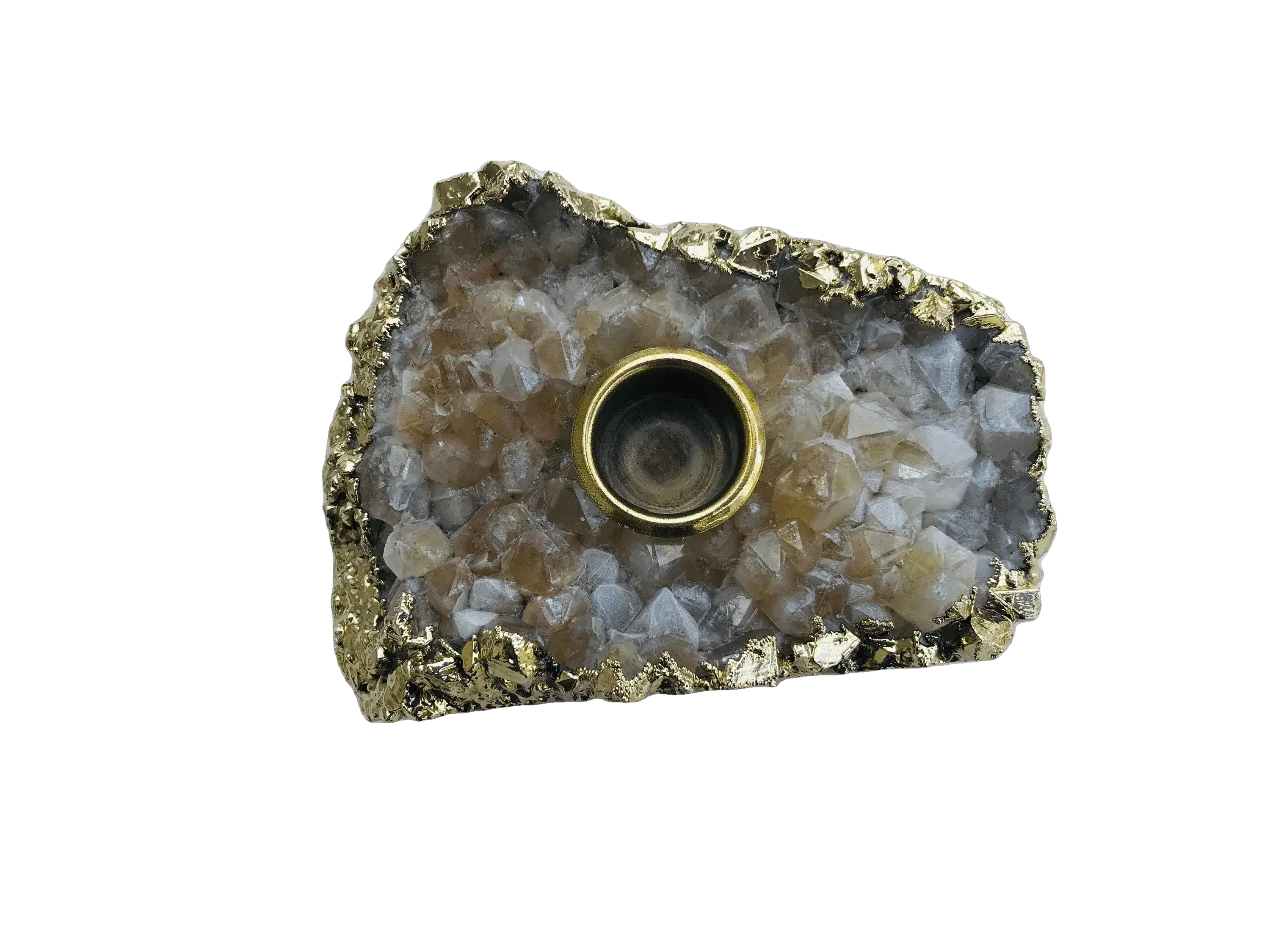 Light Brown Agate Gemstone Taper Candle Holder