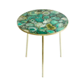 Light Green Agate Round Accent Table