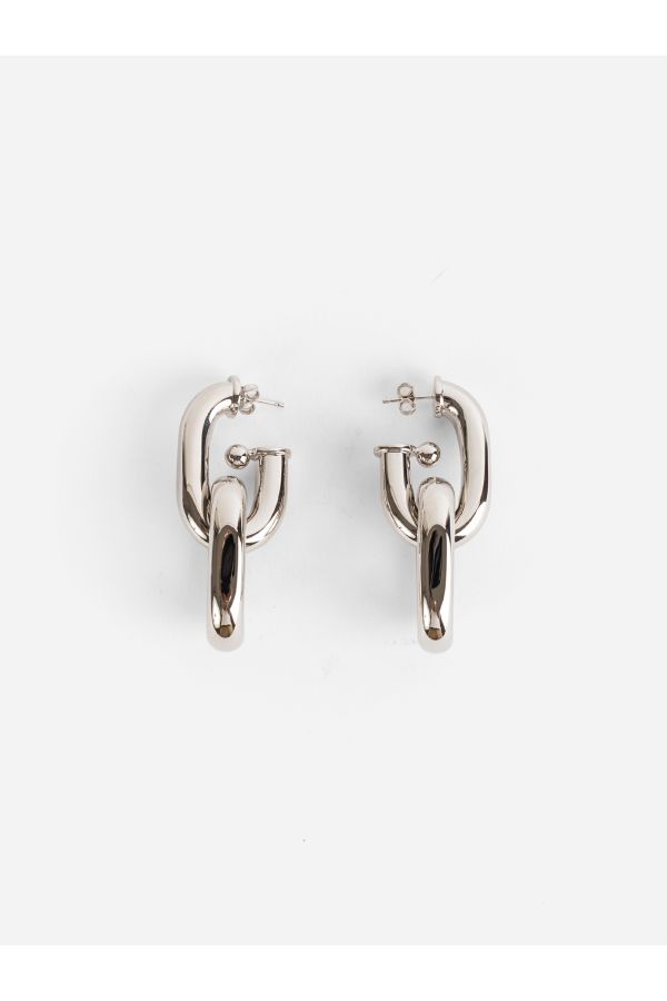 Pendientes dobles Rabanne XL Link — Plata