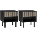 Set of 2 Modern Nightstands with Drawer & Open Shelf for Bedroom, Black
