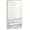 Slim Shoe Rack Cabinet with 3 Flip Drawers, Shoe Organizer for 15 Pairs, High Gloss White