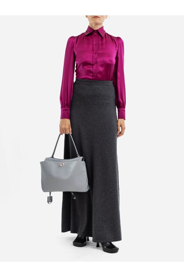 Balenciaga Wool Marl Sheath Maxi Skirt — Gray
