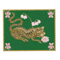 Lotus and Indian Tiger Hand Tufted Wool Rug - Green
