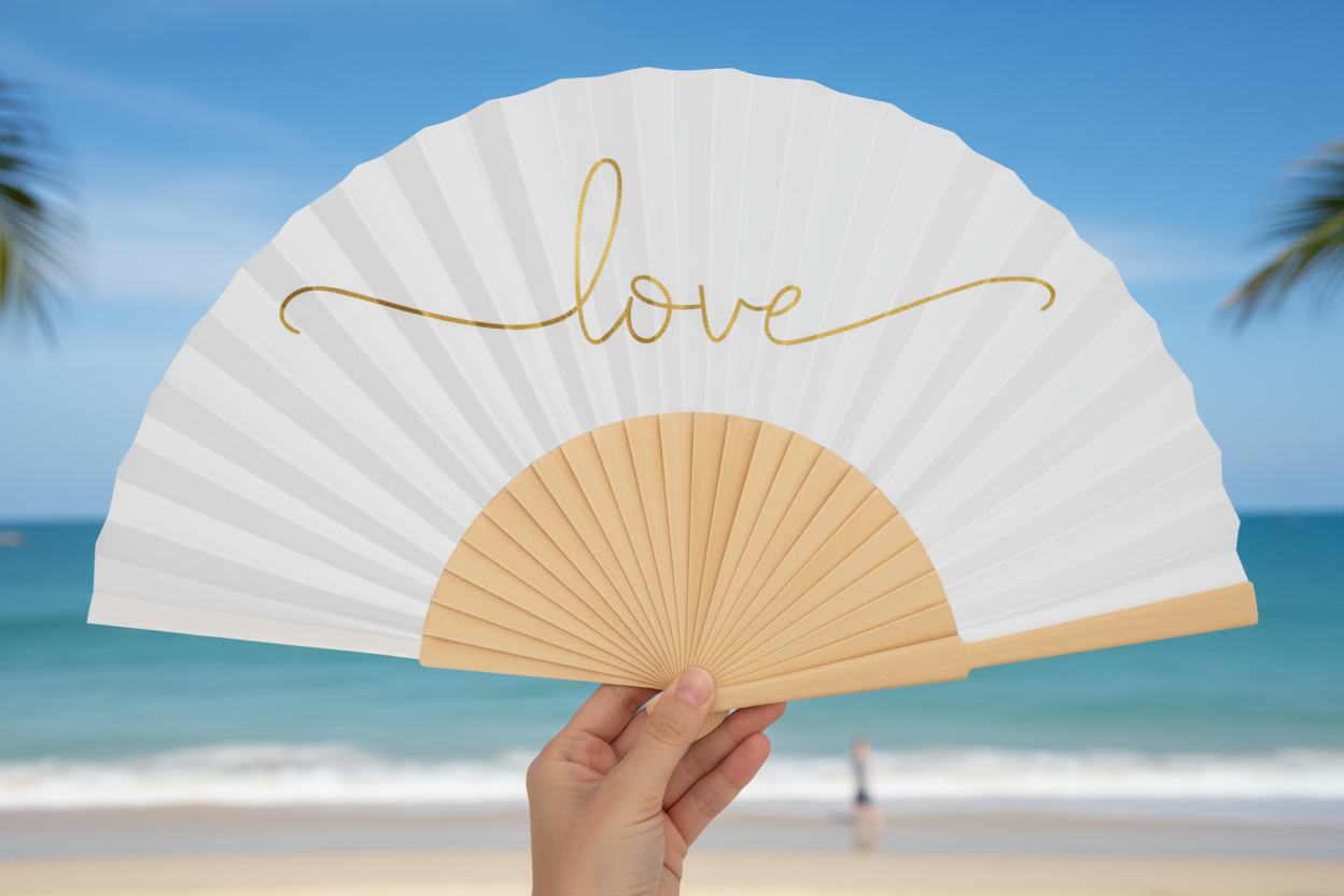 Love Gold Script 23cm fan
