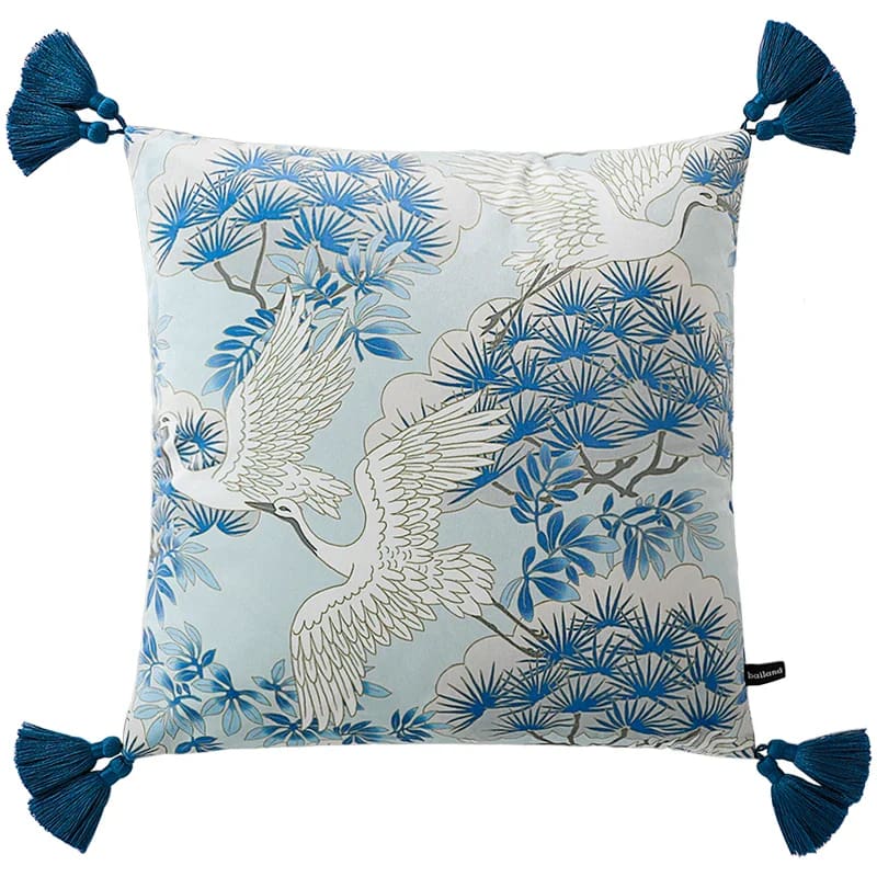 Luxurious Crane & Pine Tree Decorative Pillow Cover