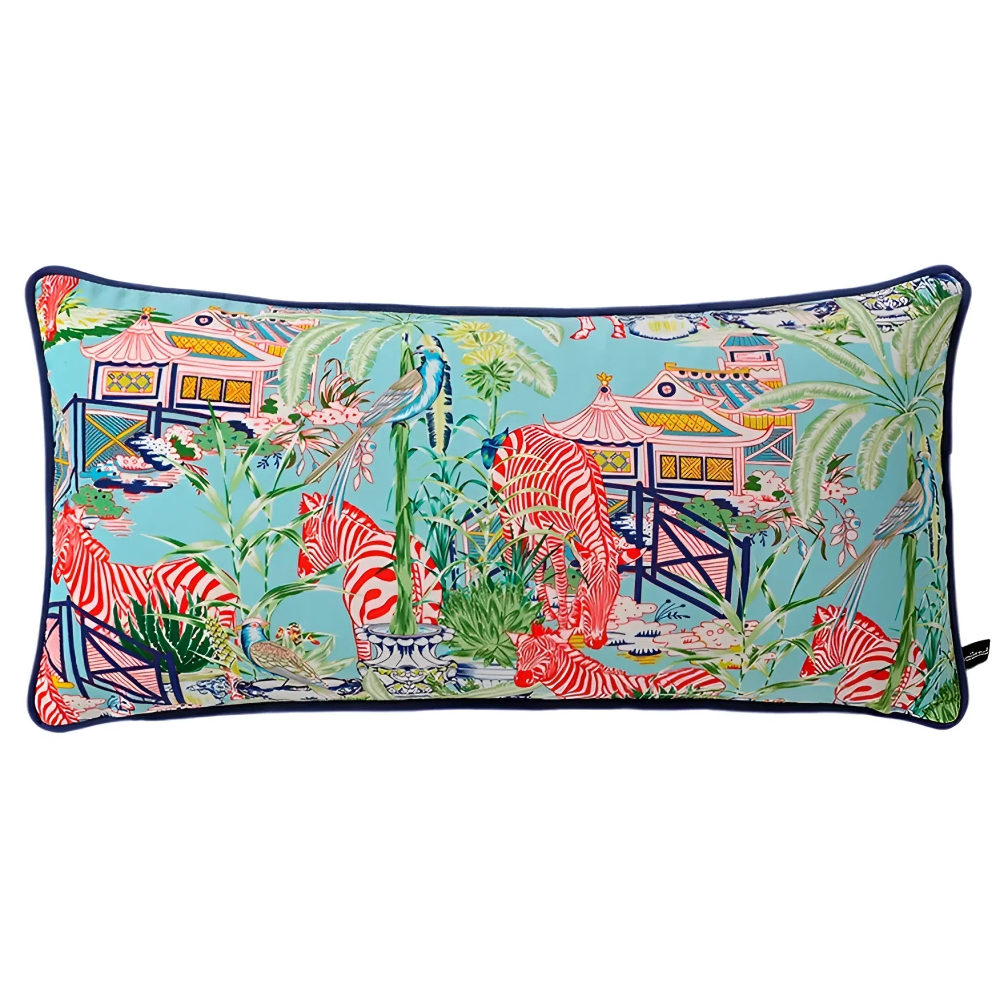 Luxurious Exotic Zebra & Aviary Decorative Pillow Cover