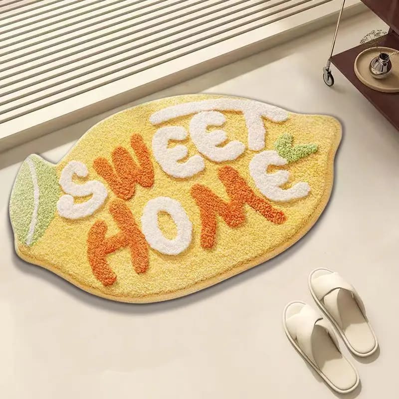 Luxurious Lemon-Shaped "Sweet Home" Tufted Bath Mat