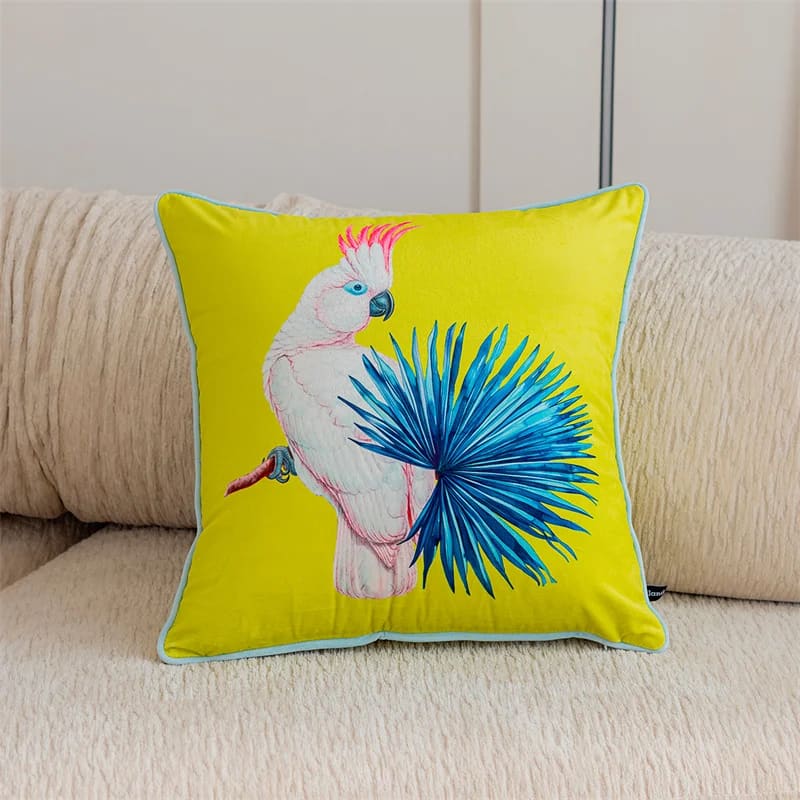 Luxurious Tropical Cockatoo Accent Pillow Cover