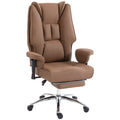 Ergonomic Executive Chair with Footrest, Reclining Swivel and Armrests, Brown