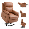 Power Lift Recliner Chair, Overstuffed Faux Leather Reclining Armchair, Brown