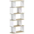 5-Tier Bookshelf, Geometric S Shaped Bookcase, Tall Narrow Display Shelf for for Living Room, Home Office, White