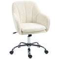 Velvet-Feel Office Chair, Swivel Rolling Makeup Vanity Chair with Tub Back, Beige