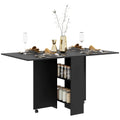 Folding Dining Table, Drop Leaf Table for Small Spaces with Rolling Casters, Black