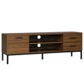 TV Stand for up to 50" with Door Open Storage & Steel Legs, Dark Walnut