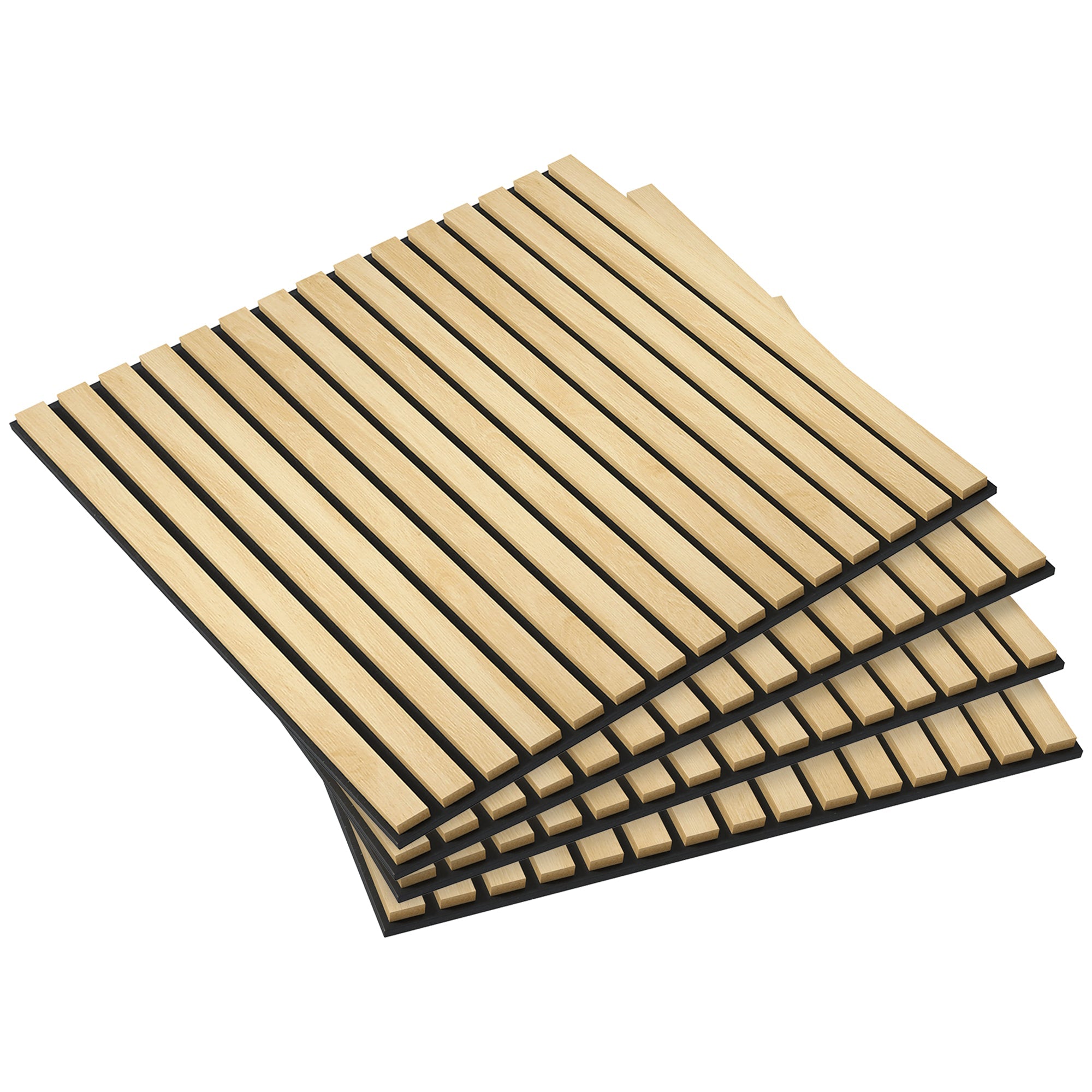 24" x 24" Wood Panels for Wall, 4 Pack Acoustic Panels, Sound Absorbing Slat Wall, Oak