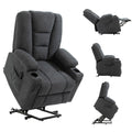 Oversized Riser and Recliner Chairs for Elderly, Fabric Upholstered Lift Chair, Charcoal Grey