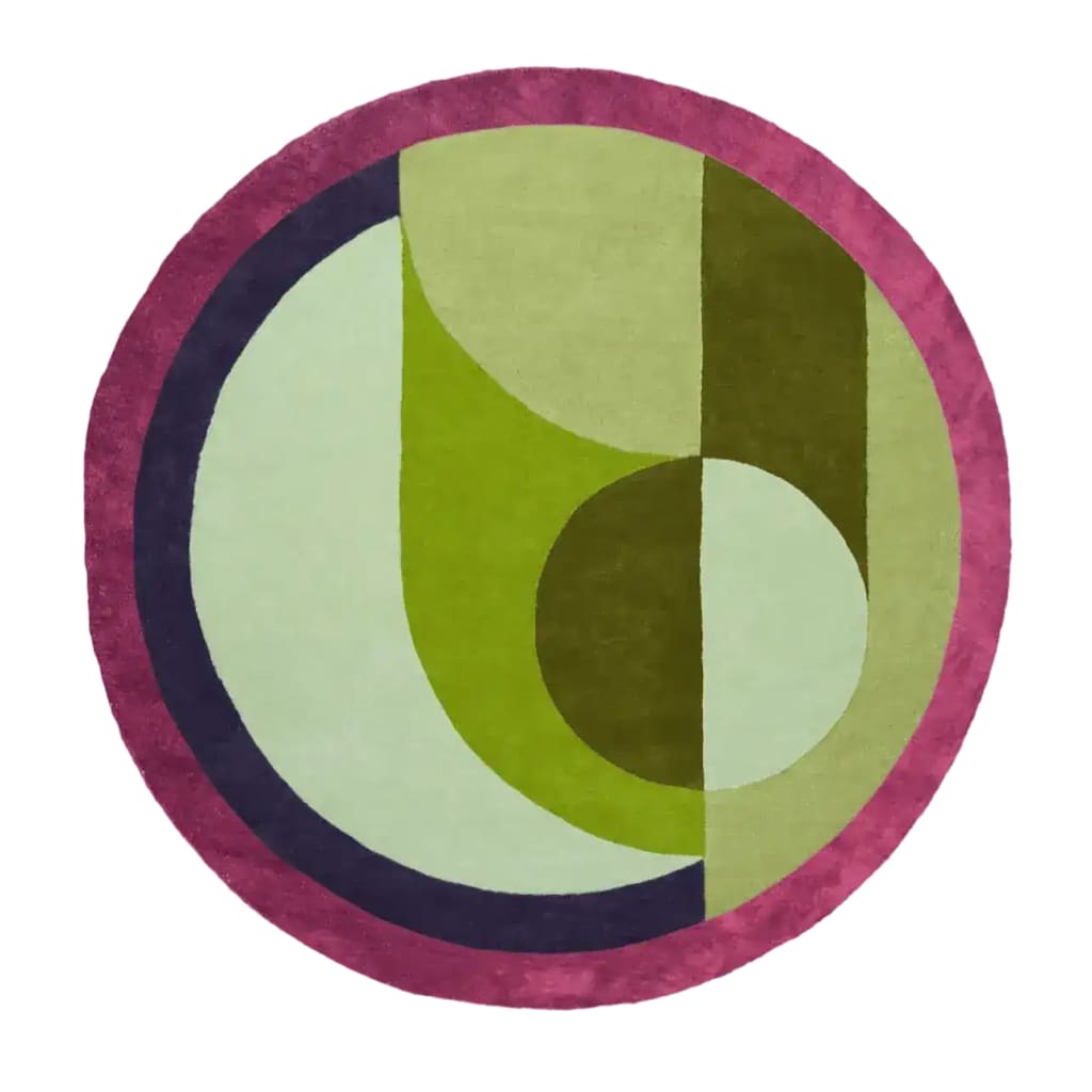 Maia Burgundy Geometric Round Hand Tufted Wool Rug
