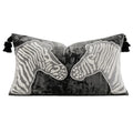 Maia Homes Luxurious Zebra-Embroidered Black Gray Pillow Cover