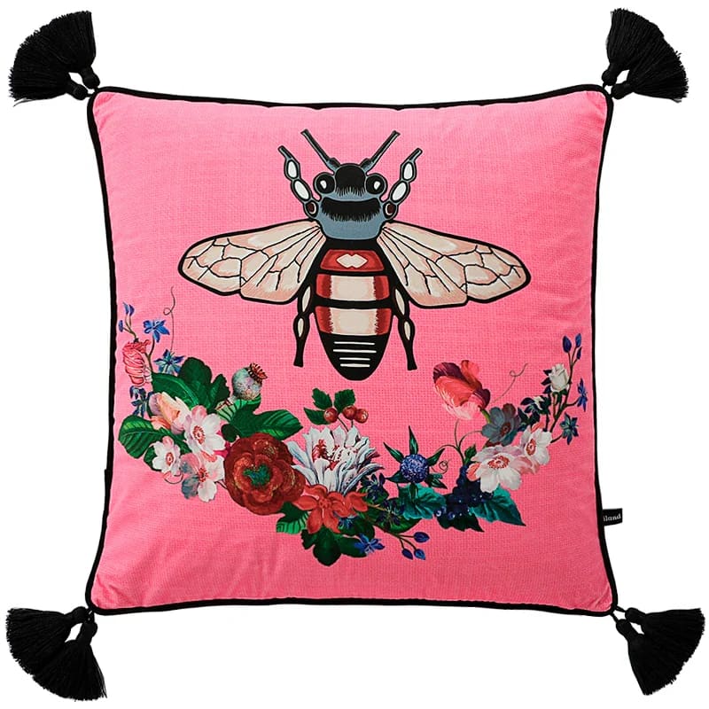 Maia Homes Pink Regal Bee Pillow Cover