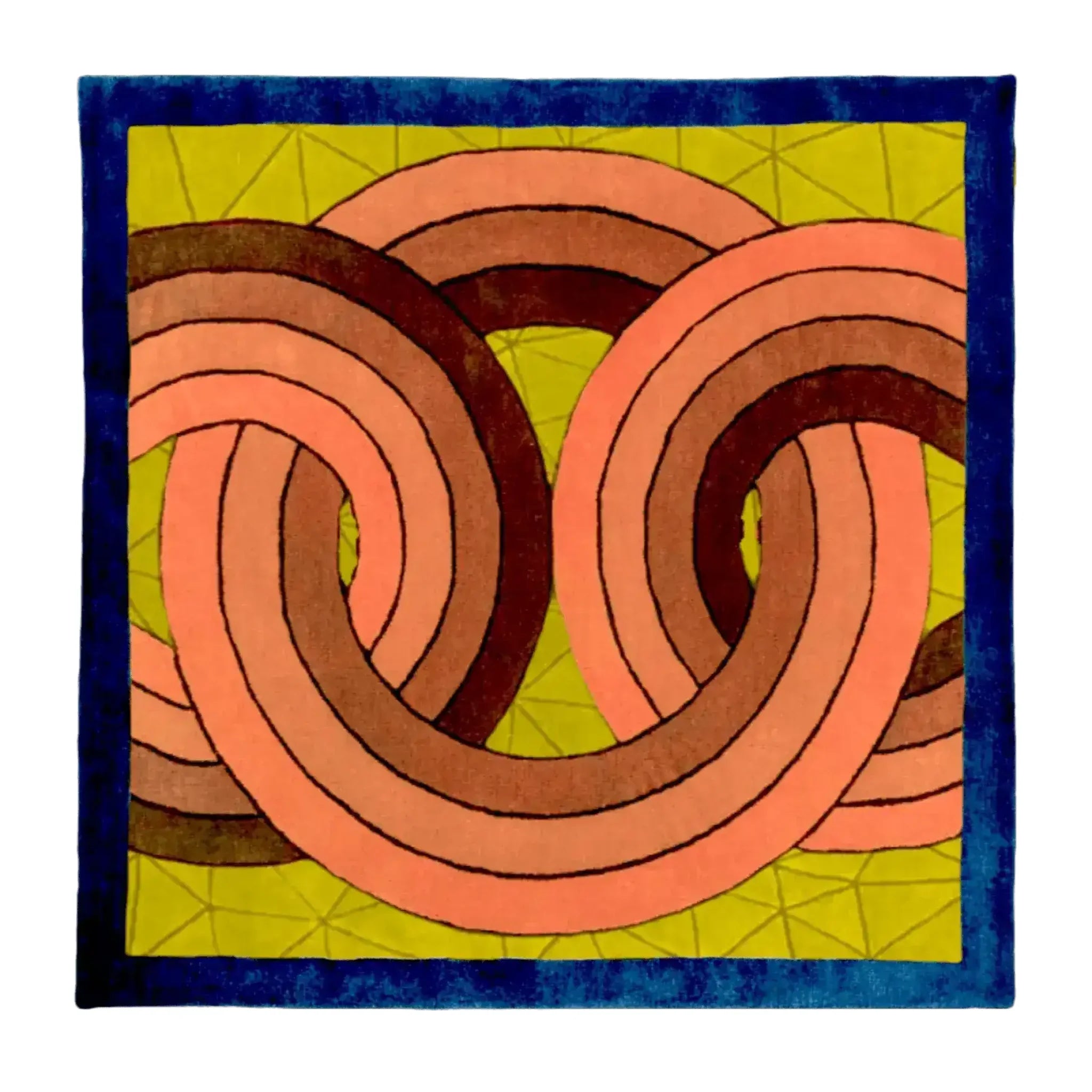 Maia Knotted Circles on Square Hand Tufted Wool Rug - Blue