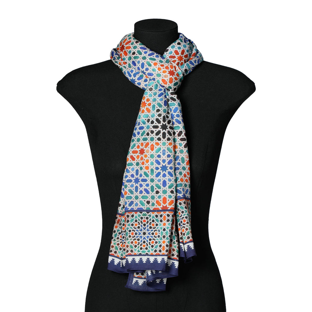 Multicolor Modal Scarf Inspired by Moorish Tiles Madiya
