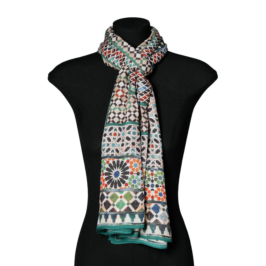 Multicolor Scarf with Islamic Art Mosaic Tile Patterns Mehdya