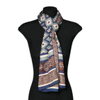 Geometric Islamic Scarf – Blue, Green & Beige Pattern, 100% Modal - Ziyarat