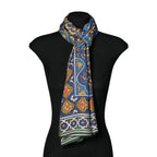 Elegant Blue and Green Scarf with Arabesque Motifs Amiri