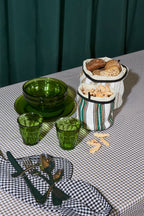 Cesto alpujarra y tejido canario verde y beige