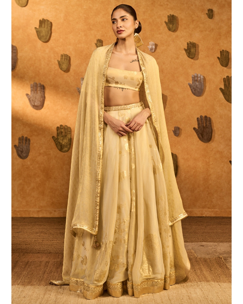 Ivory Sakura Tissue Lehenga Set By KYNAH, Luxury Indian Fashion & Bridal Wear