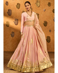 Baby Pink Mandarin Sky Lehenga Set By KYNAH, Luxury Indian Fashion & Bridal Wear