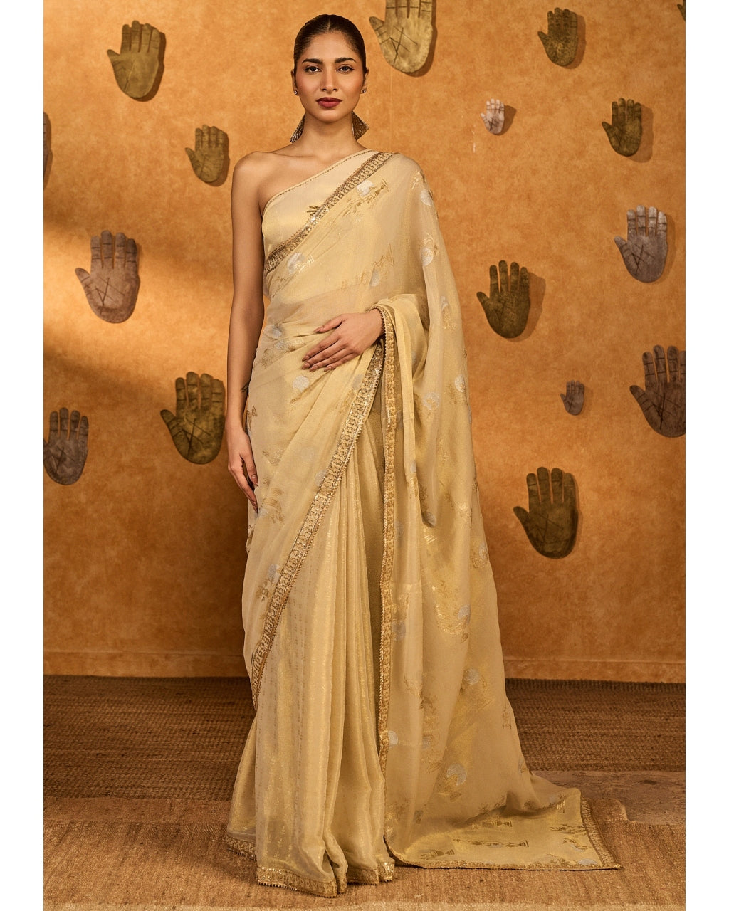 Ivory Moon Garden Tissue Sari Set By KYNAH, Luxury Indian Fashion & Bridal Wear