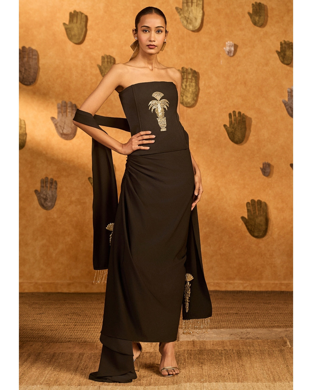 Black Cherry Vine Corset Set By KYNAH, Luxury Indian Fashion & Bridal Wear