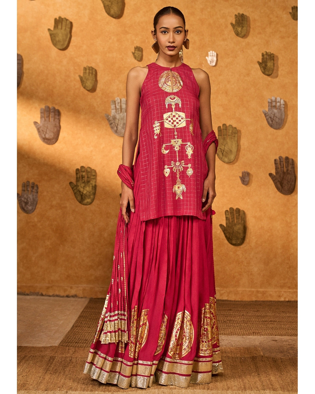 Raspberry Moonfish Skirt Set By KYNAH, Luxury Indian Fashion & Bridal Wear