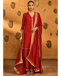 Red Mandarin Sky Kurta Set By KYNAH, Luxury Indian Fashion & Bridal Wear