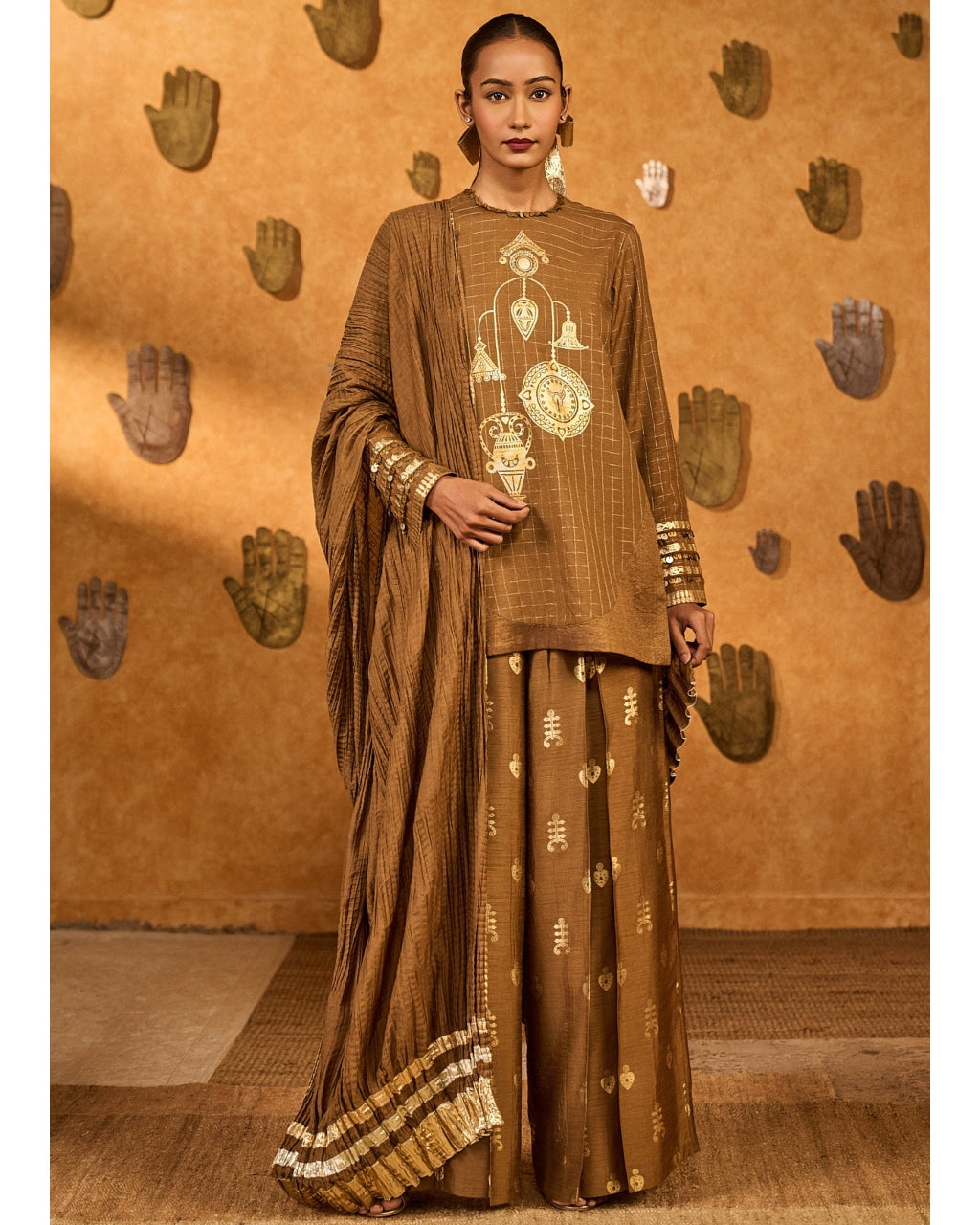 Brown Trinklet Tree Skd Set By KYNAH, Luxury Indian Fashion & Bridal Wear