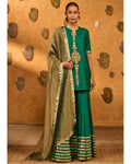 Green Gilded Sharara Set By KYNAH, Luxury Indian Fashion & Bridal Wear