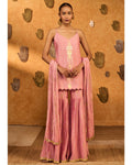 Champagne Pink Tribal Whisper Sharara Set By KYNAH, Luxury Indian Fashion & Bridal Wear