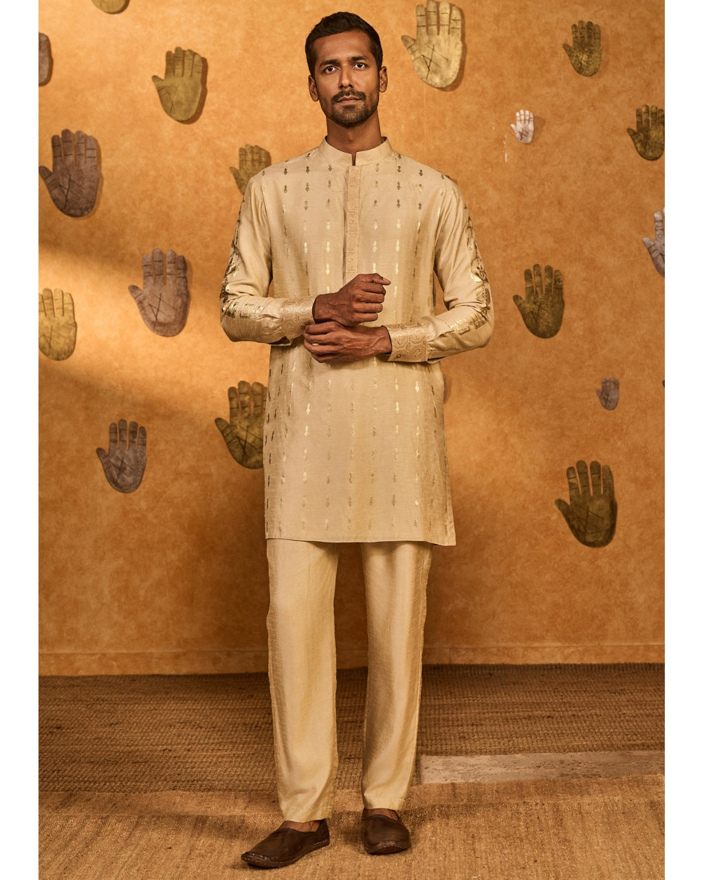 Beige Little Pots Kurta Set By KYNAH, Luxury Indian Fashion & Bridal Wear