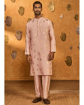 Baby Pink Whispering Leaf Kurta Set By KYNAH, Luxury Indian Fashion & Bridal Wear